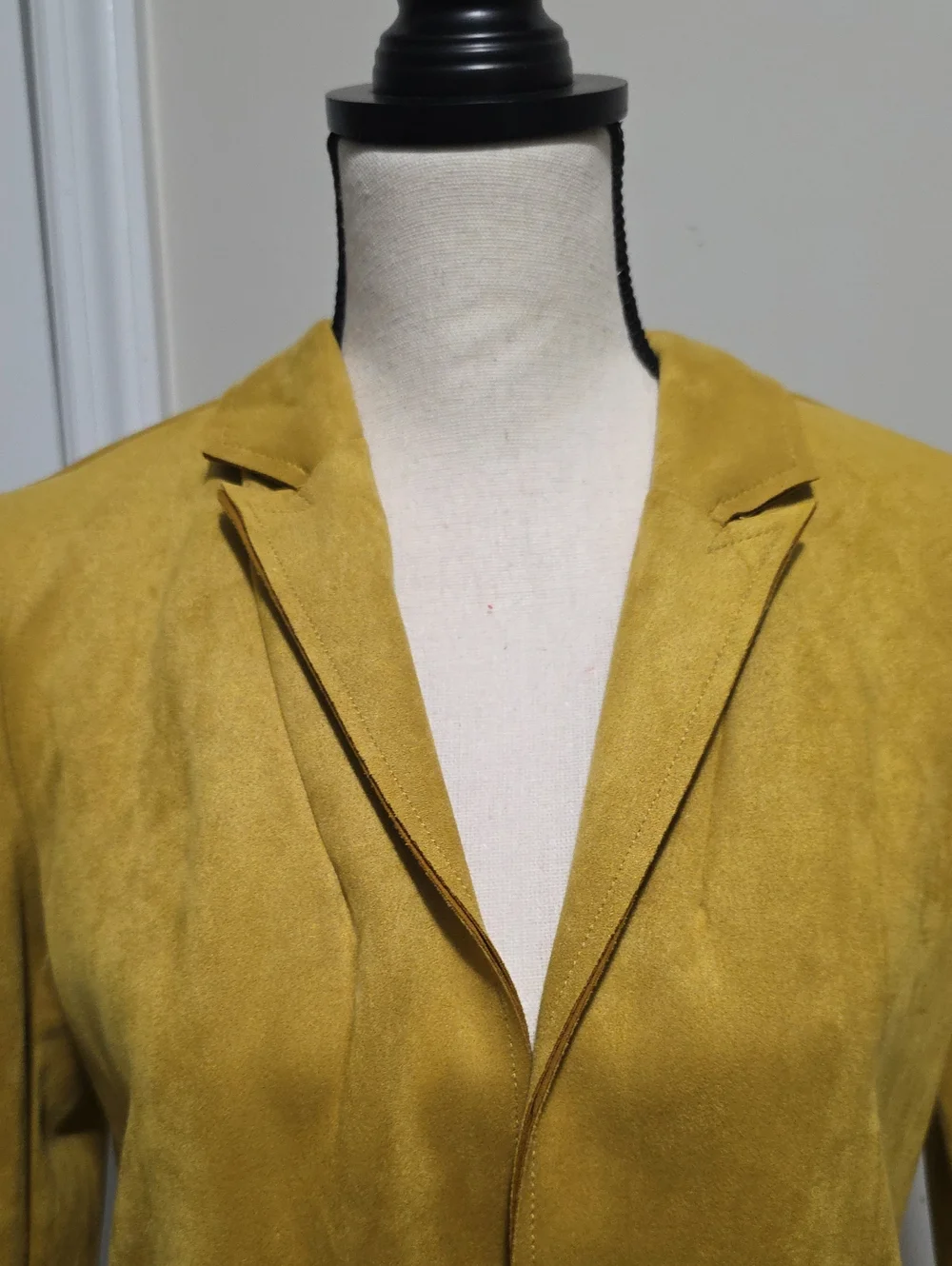 Premise Faux Leather Suede Open Front Blazer Mustard Seed Golden Yellow Small